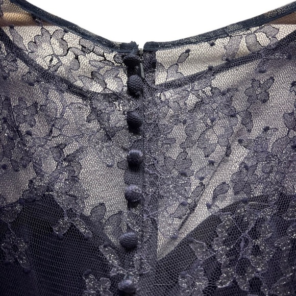 NWT JS Collections Navy Lace Gown Mesh Maxi Dress Size 4 - Picture 10 of 10